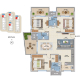 ASBL Spectra 2220 3BHK floor plan of East Type-2 unit plan Gachibowli layout