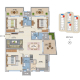 ASBL Spectra 2220 3BHK floor plan of West Type-1 unit plan for Gachibowli buyers