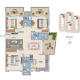 ASBL Spectra 2220 3BHK floor plan of West Type-2 unit plan Gachibowli floorplan